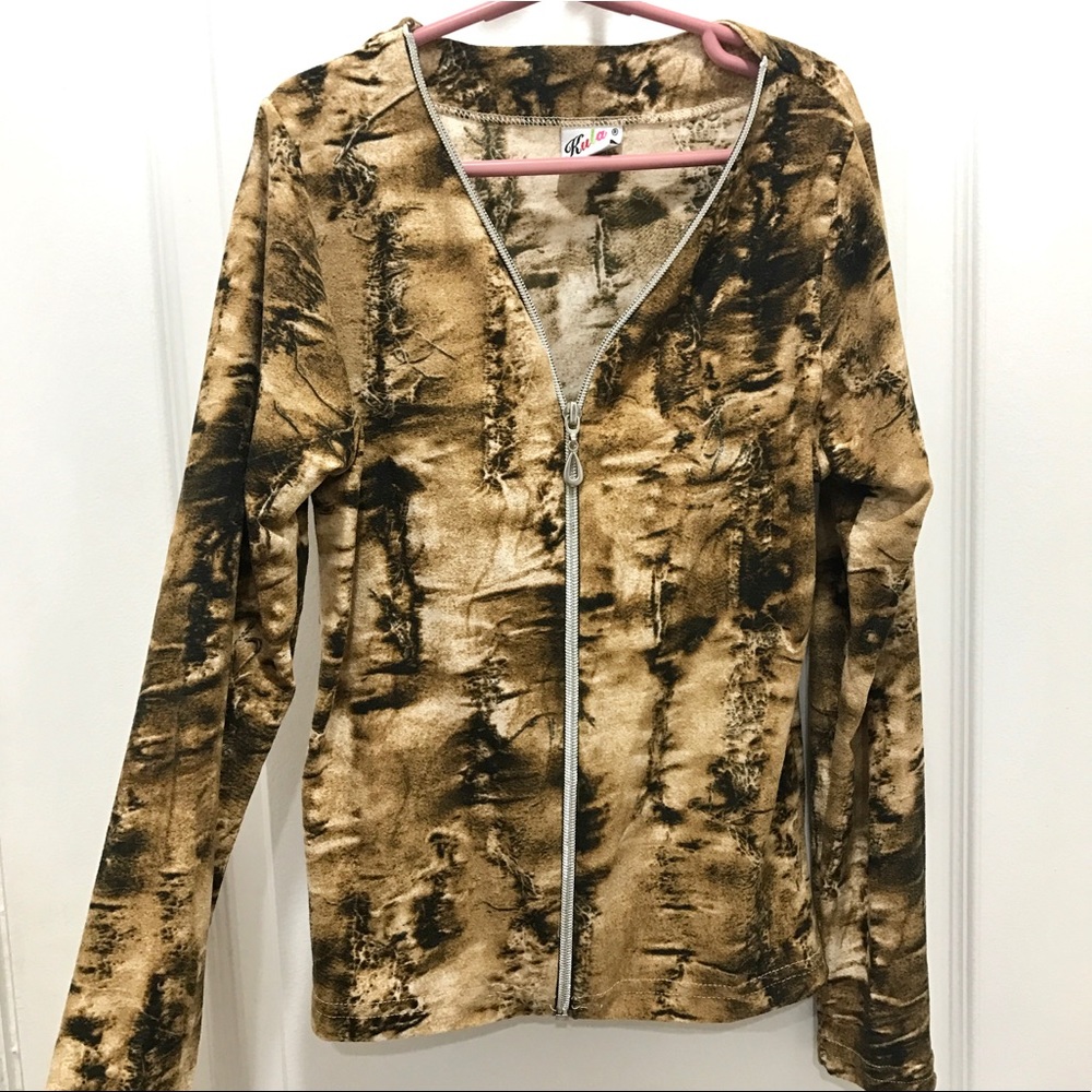 🔹2 for $9🔹Kula | Retro Animal Print Zipup Top